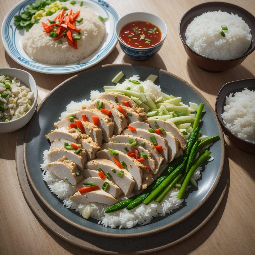 DreamShaper_v5_Hainanese_Chicken_Rice_closeup_Cinematic_shot_Thai food