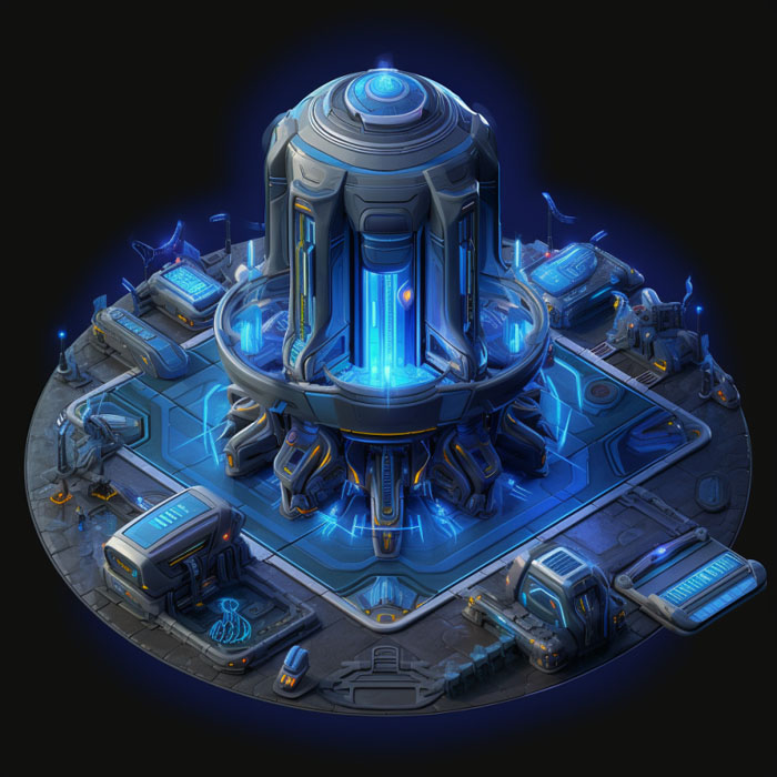 aijessy_isometric_protoss_base_from_starcraft_Existing game for ai