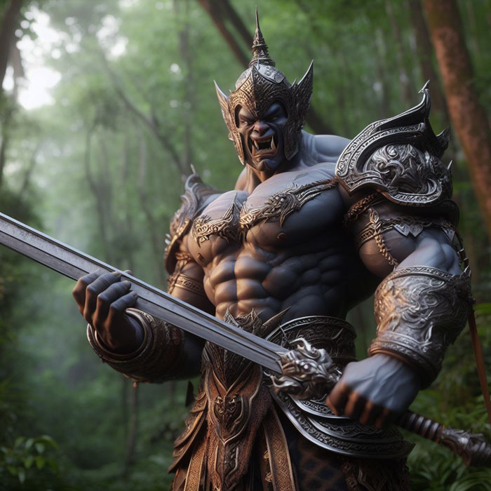 3D rendered illustration of a muscular Thai giant