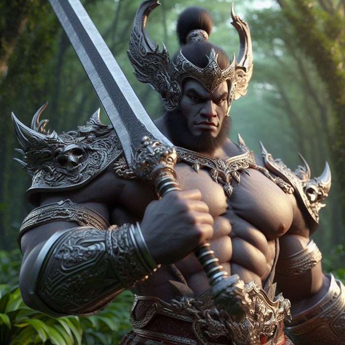 3D rendered illustration of a muscular Thai giant