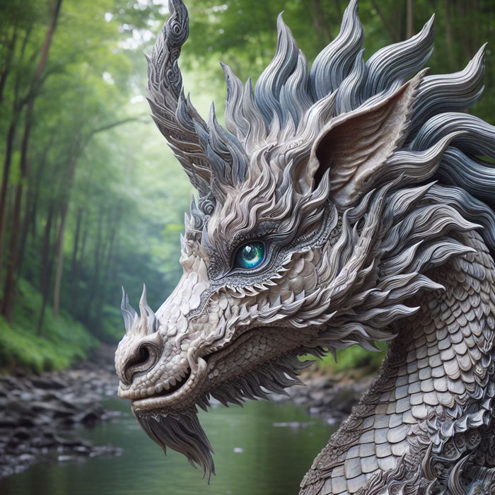 It has the appearance of a horse. and the head is a hero ("hero" is a hybrid between a naga and a dragon), so it has both a crest and horns like a dragon.