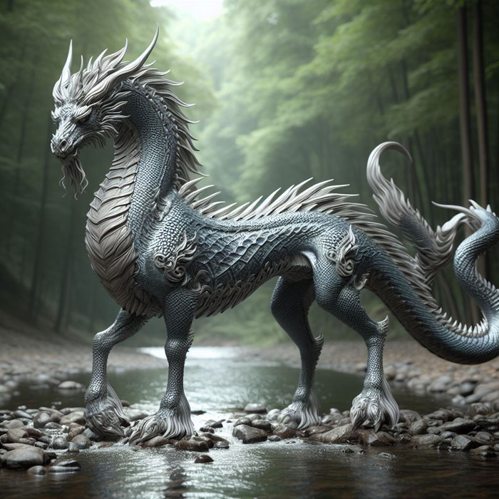 It has the appearance of a horse. and the head is a hero ("hero" is a hybrid between a naga and a dragon), so it has both a crest and horns like a dragon.