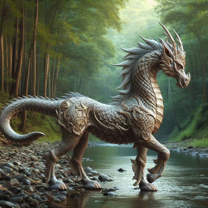 It has the appearance of a horse. and the head is a hero ("hero" is a hybrid between a naga and a dragon), so it has both a crest and horns like a dragon.It has the appearance of a horse. and the head is a hero ("hero" is a hybrid between a naga and a dragon), so it has both a crest and horns like a dragon.