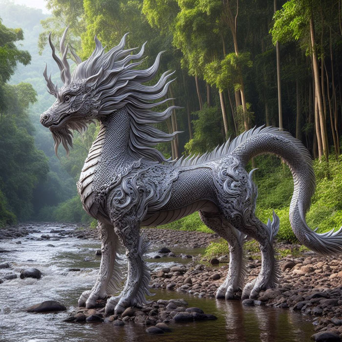 It has the appearance of a horse. and the head is a hero ("hero" is a hybrid between a naga and a dragon), so it has both a crest and horns like a dragon.