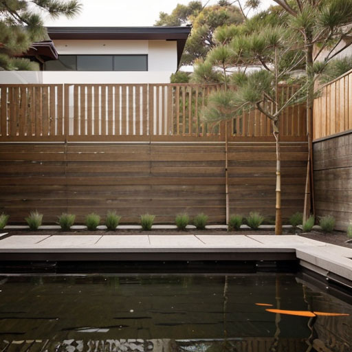 Contemporary and minimalist Japanese garden with a sleek and elegant design