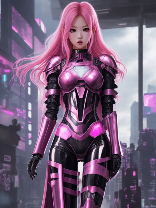 DreamShaper_v5_BLACKPINK_Ros_metaphorical_supergirlsuit_metall_0