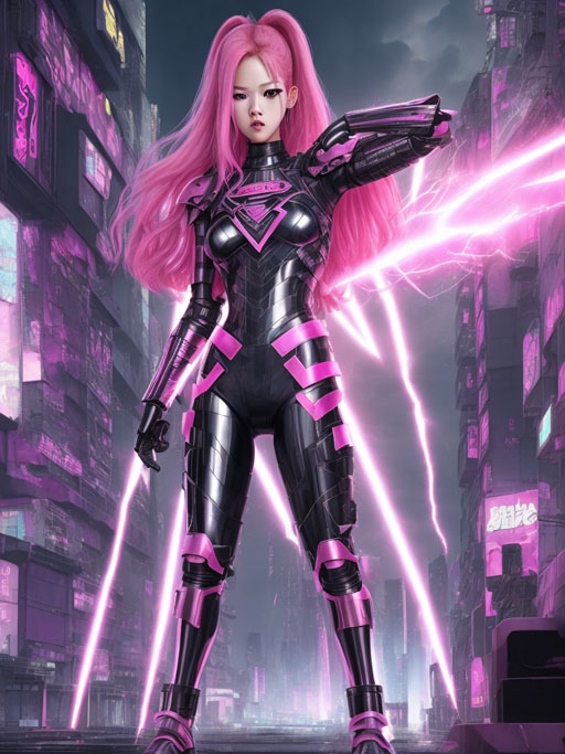 DreamShaper_v5_BLACKPINK_Ros_metaphorical_supergirlsuit_metall_1