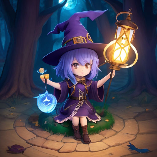 Friendly witch character art with wizardhat