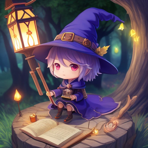 Friendly witch character art with wizardhat