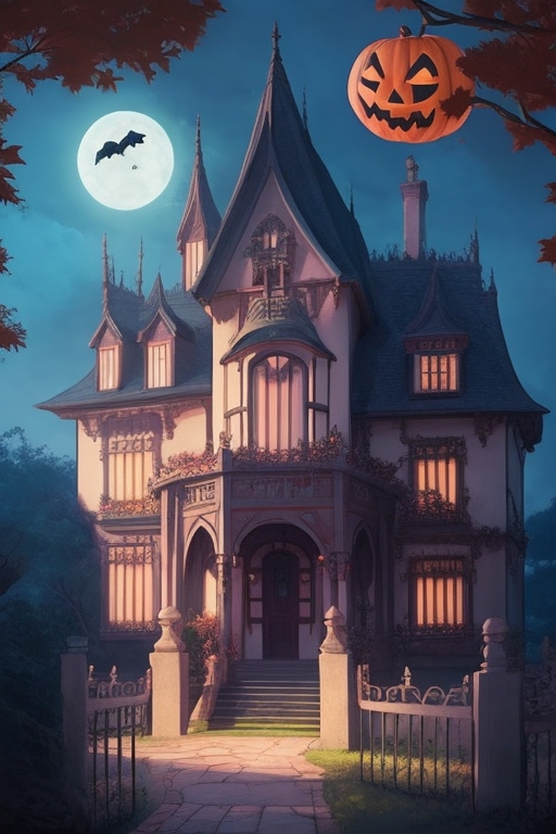 DreamShaper_v5_haunted_villa_ghibli_style_anime_style_hallowee_1