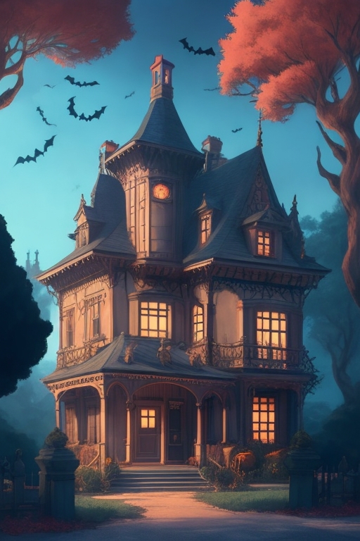 DreamShaper_v5_haunted_villa_ghibli_style_anime_style_hallowee_2