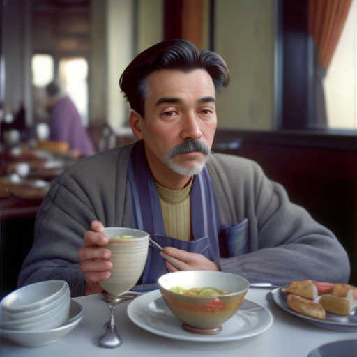 Man sitting at breakfast table