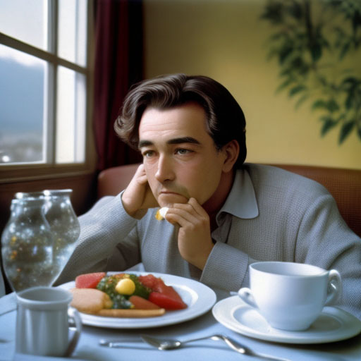 Man sitting at breakfast table