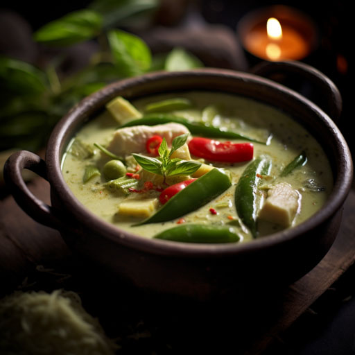 Green curry, closeup,Cinematic shot 