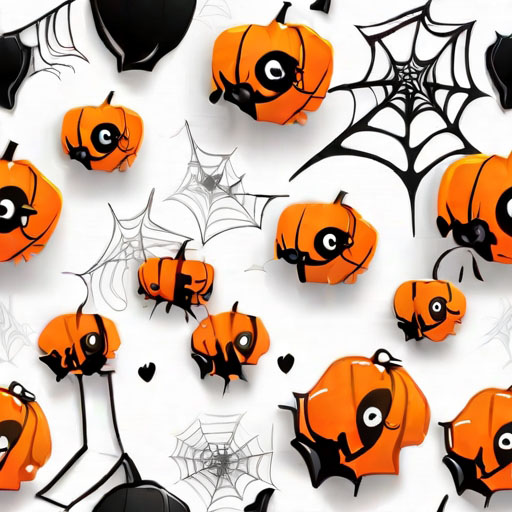 Halloween Illustration, a spider, spider web around, orange and black