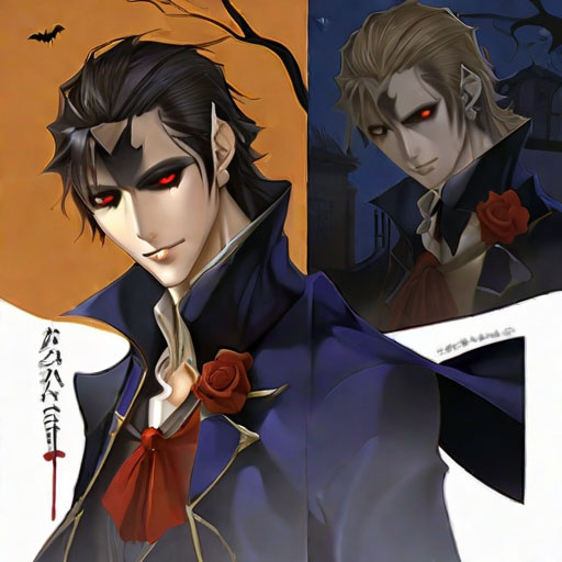 Halloween illustration , a handsome vampire, Pixiv, realistic lighting and shading, dark beige and navy, scoutcore,hiroshi yoshida