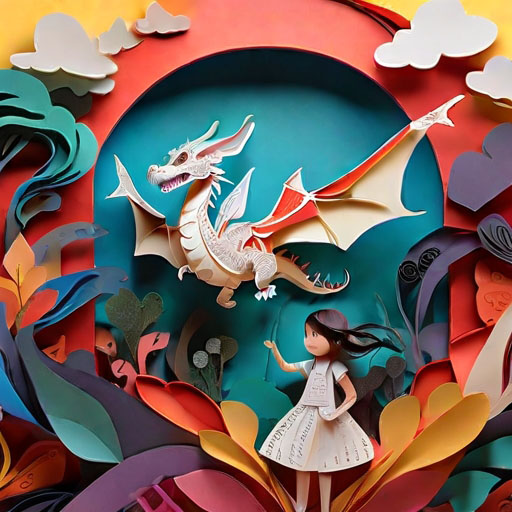 dragon flying with little girl