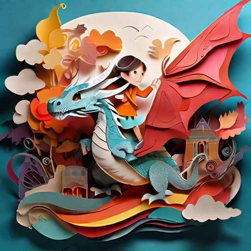 dragon flying with little girl