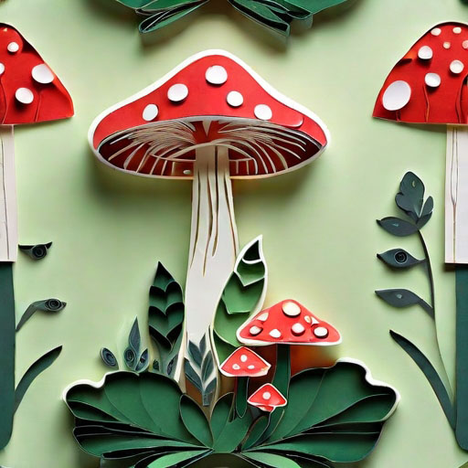 paper illustration of a fairytoadstool in the forest