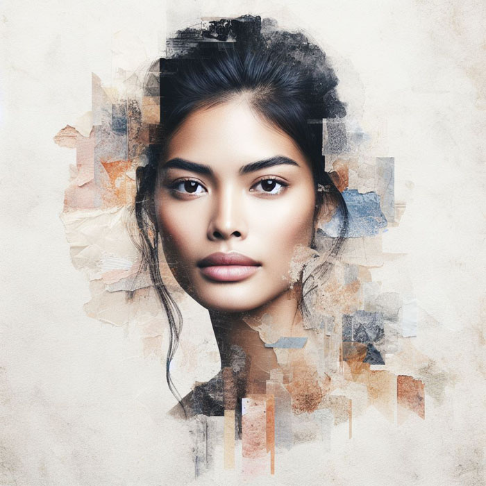 Mixed media piece that highlights the pure and natural beauty of Thai women