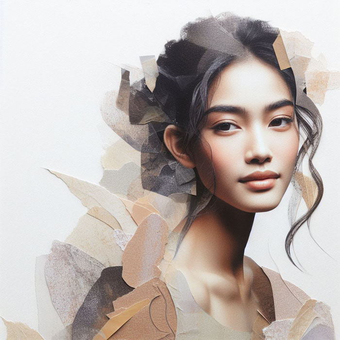 Mixed media piece that highlights the pure and natural beauty of Thai women