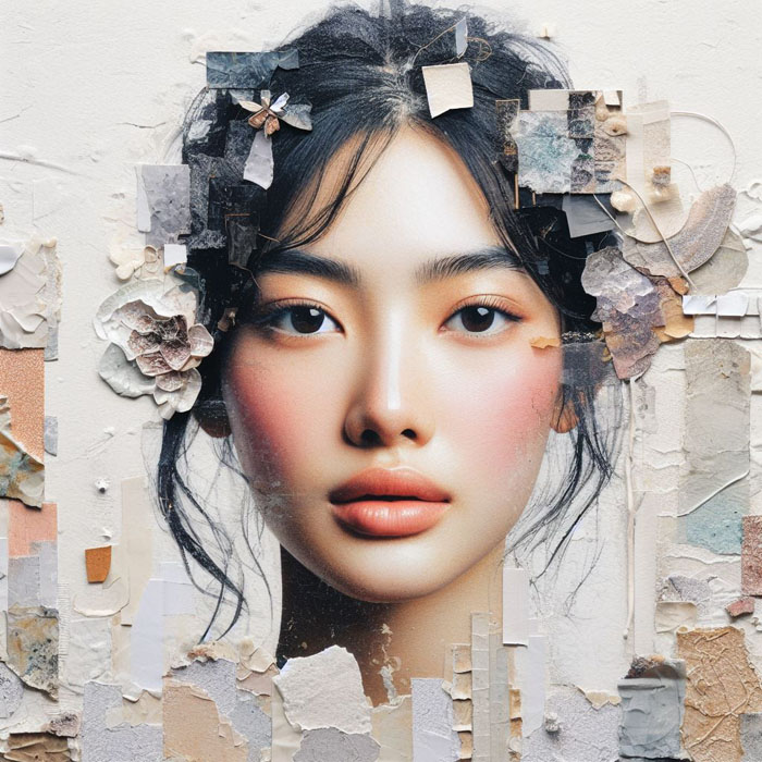 Mixed media piece that highlights the pure and natural beauty of Thai women