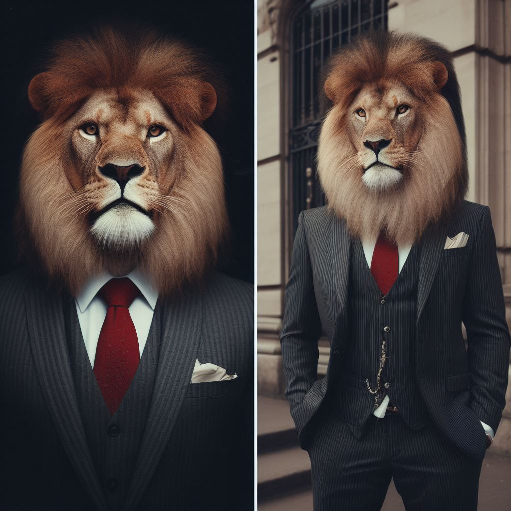 Photos lion in a suit and tie, handsome03