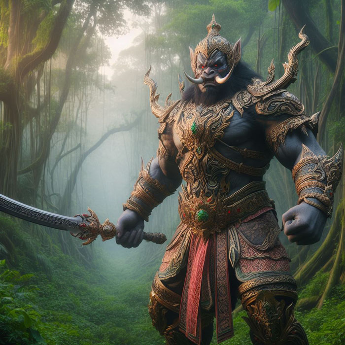 Thai giant warrior in full armor