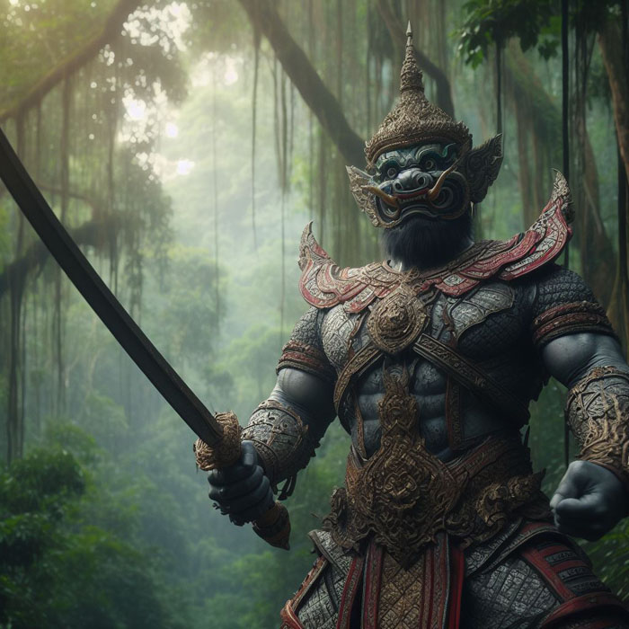 Thai giant warrior in full armor