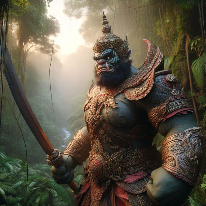 Thai giant warrior in full armor