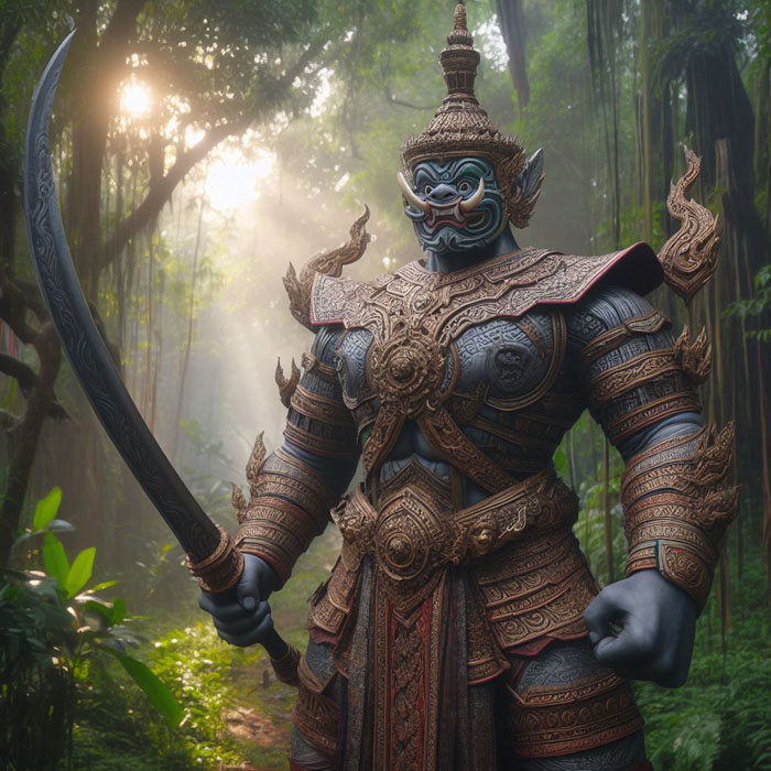 Thai giant warrior in full armor