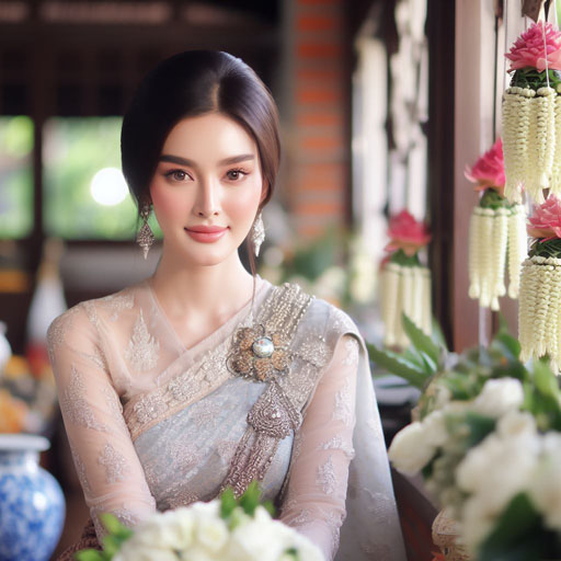 Photograph of a Thai woman with a beautiful face