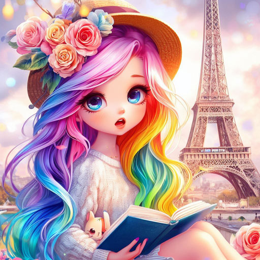 a digital art painting of a cute beautiful Parisian