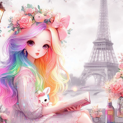 a digital art painting of a cute beautiful Parisian