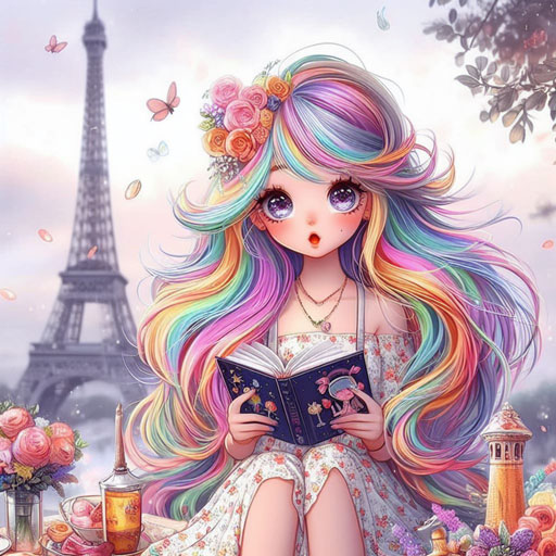 a digital art painting of a cute beautiful Parisian