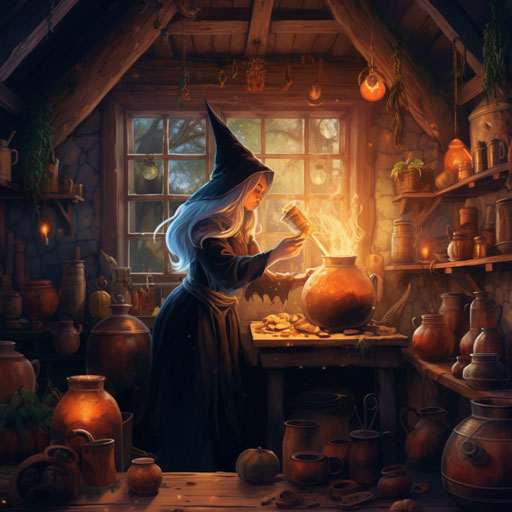 Halloween_illustration_a_witch_brewing_potions_in_cauld