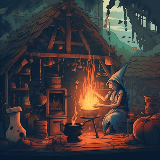 Halloween_illustration_a_witch_brewing_potions_in_cauld