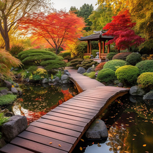 Serene Japanese garden with traditional stone pathway