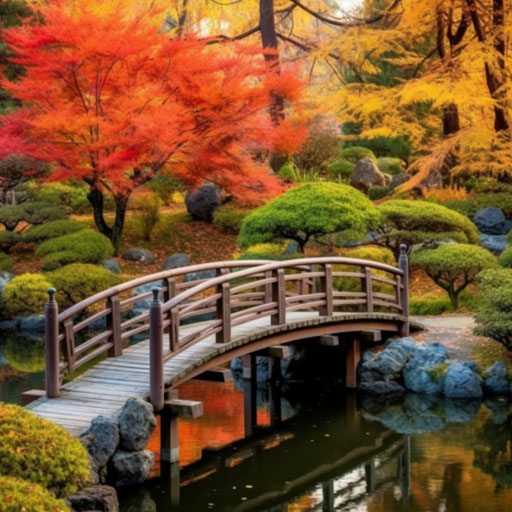 Serene Japanese garden with traditional stone pathway