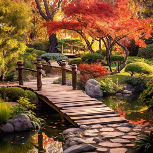 Serene Japanese garden with traditional stone pathway