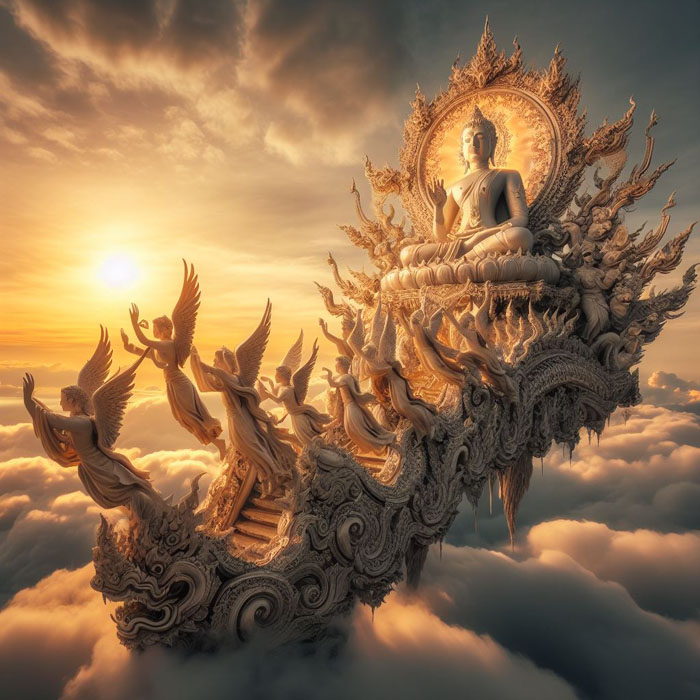 photograph showcasing the serenity and artistry of Thai Buddhist culture