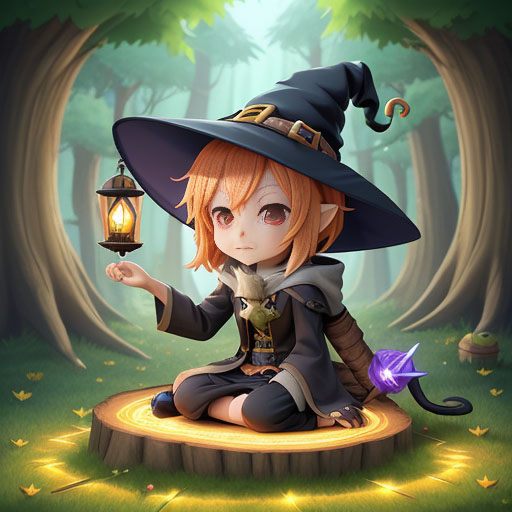 friendly witch character art with wizardhat