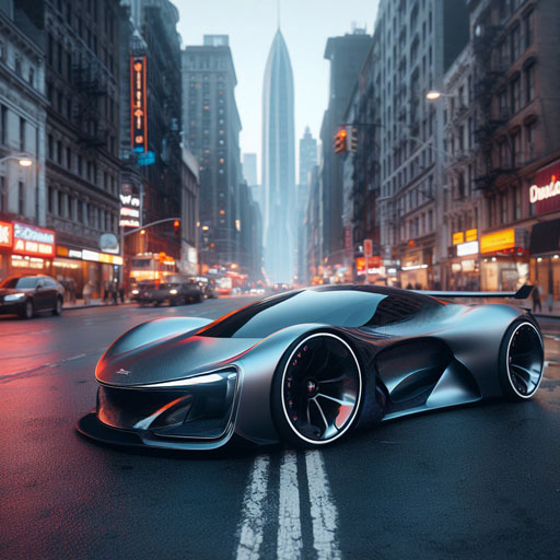 futuristic sport car drives