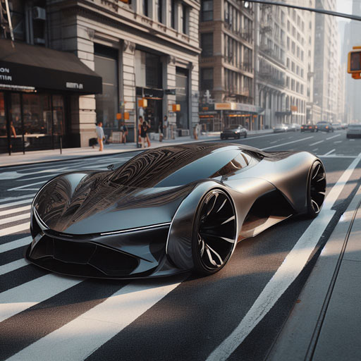 futuristic sport car drives