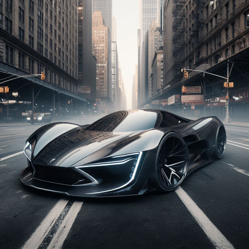 futuristic sport car drives