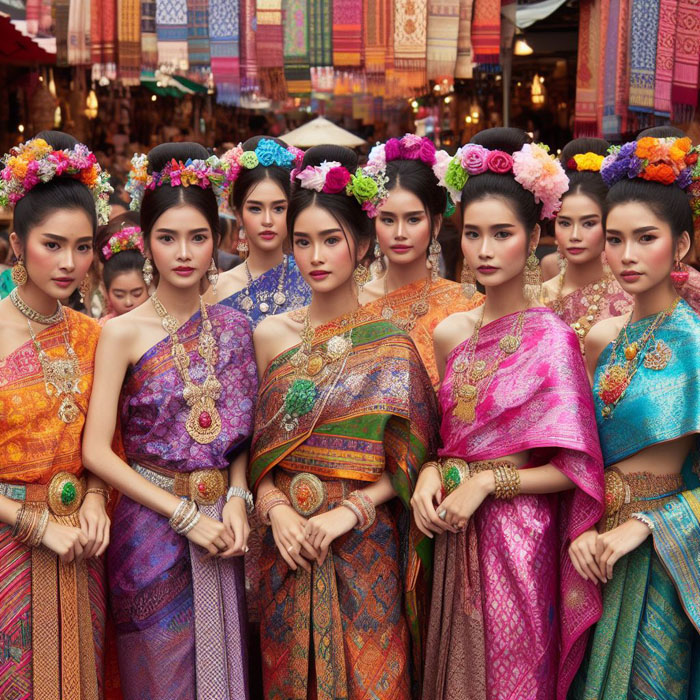 group of Thai women wearing vibrant