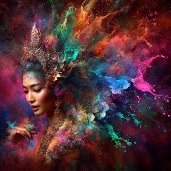 surrealistic image of Thai lady,