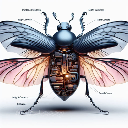 Create a realistic image, a beetle, spread wings, transparent body, visible. There are mechanisms, mechanisms,