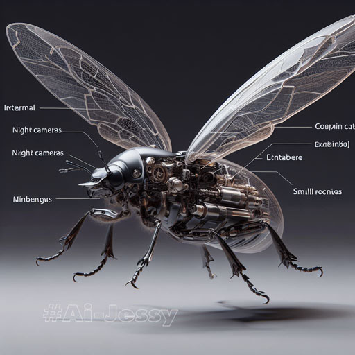 Create a realistic image, a beetle, spread wings, transparent body, visible. There are mechanisms, mechanisms,