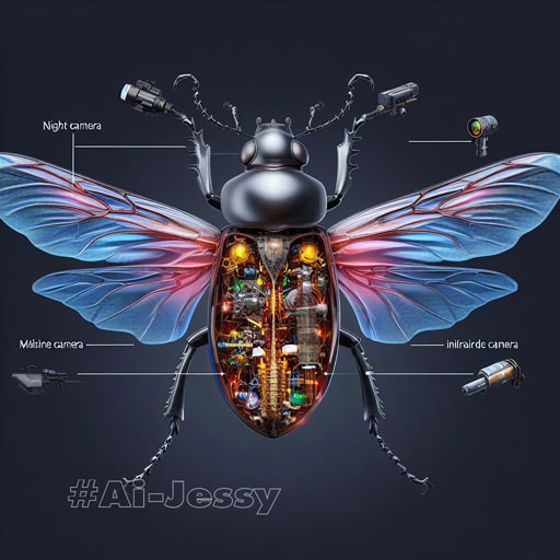 Create a realistic image, a beetle, spread wings, transparent body, visible. There are mechanisms, mechanisms,